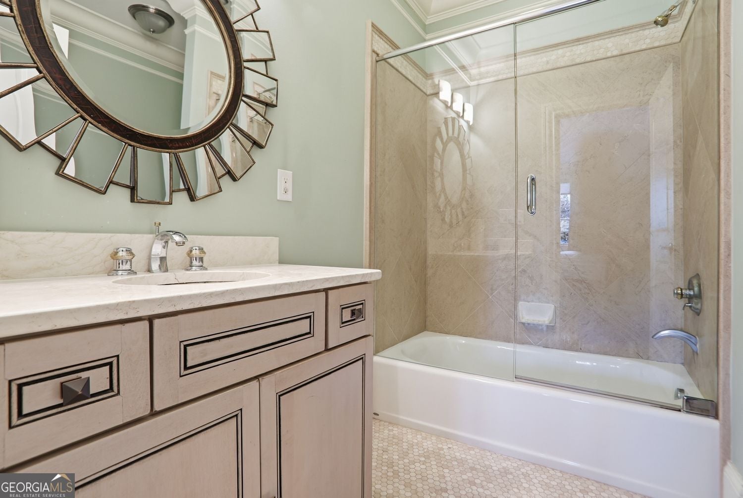 Set on 3.8 beautifully manicured acres, this elegant gated estate offe – image 119