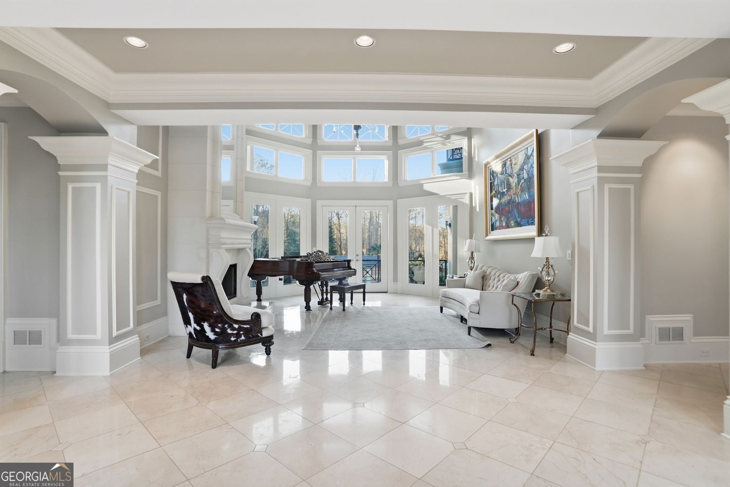 Set on 3.8 beautifully manicured acres, this elegant gated estate offe – image 80