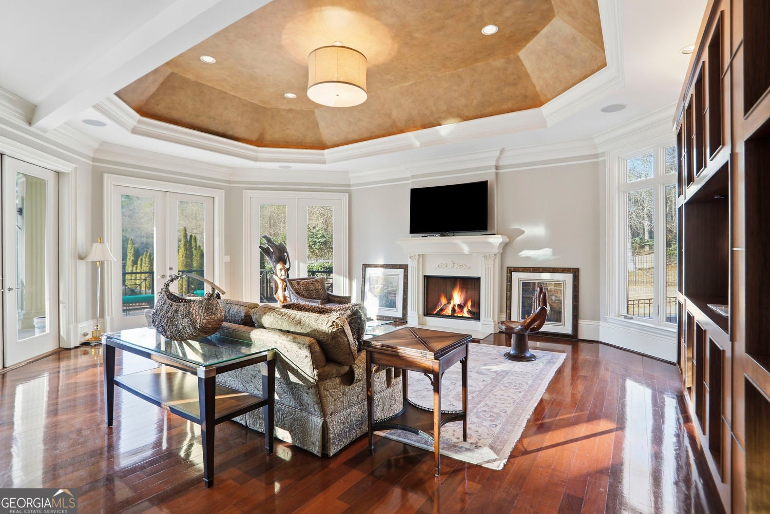 Set on 3.8 beautifully manicured acres, this elegant gated estate offe – image 91