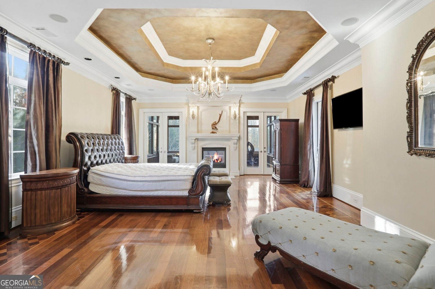 Set on 3.8 beautifully manicured acres, this elegant gated estate offe – image 105