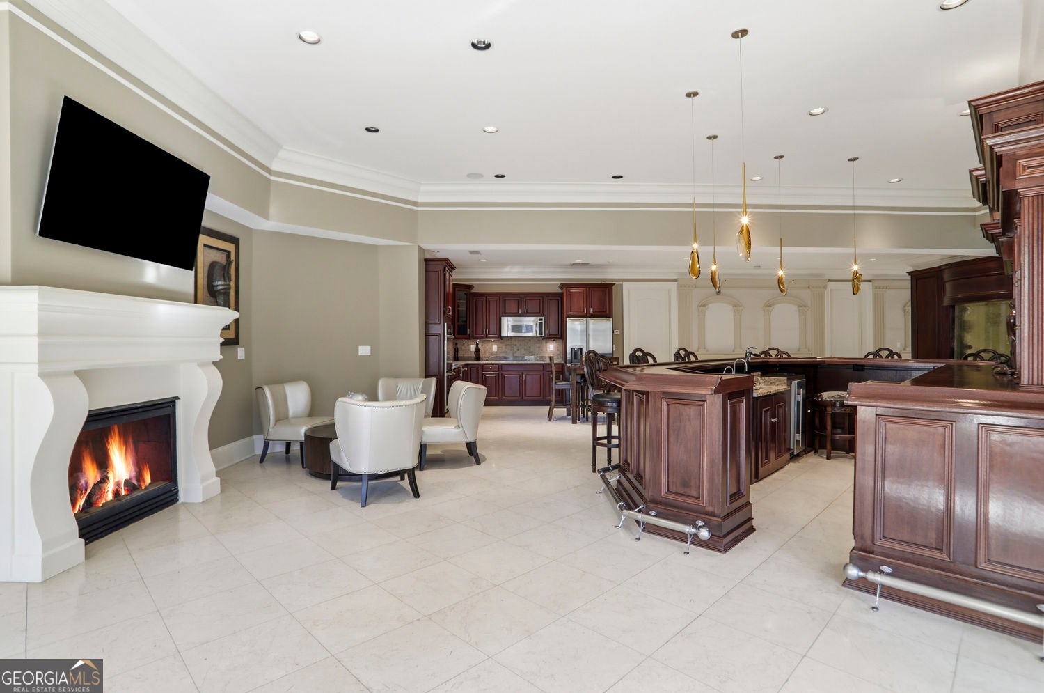 Set on 3.8 beautifully manicured acres, this elegant gated estate offe – image 134