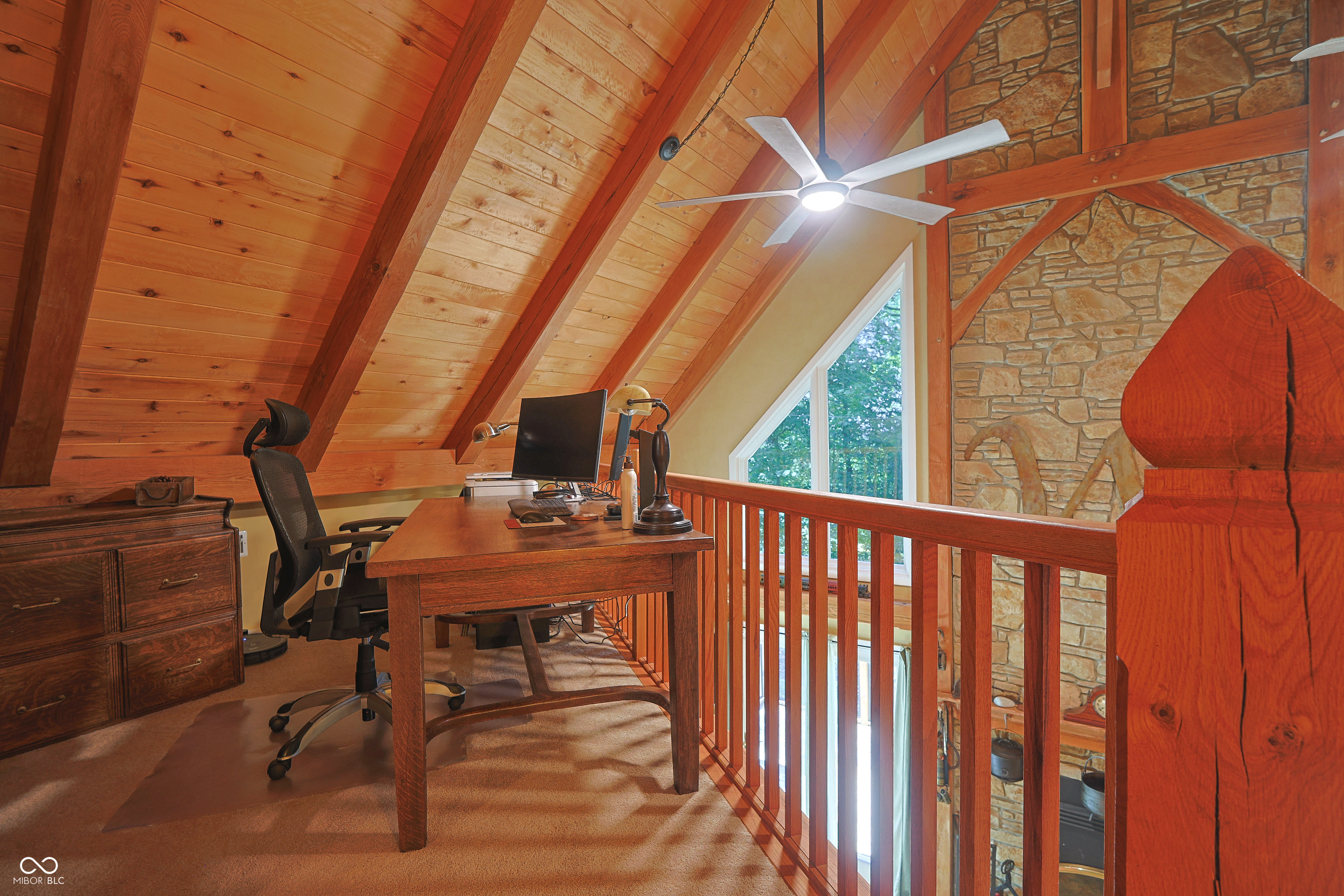 Custom red oak timber-frame home with Lake Monroe views, located in Sa – image 36