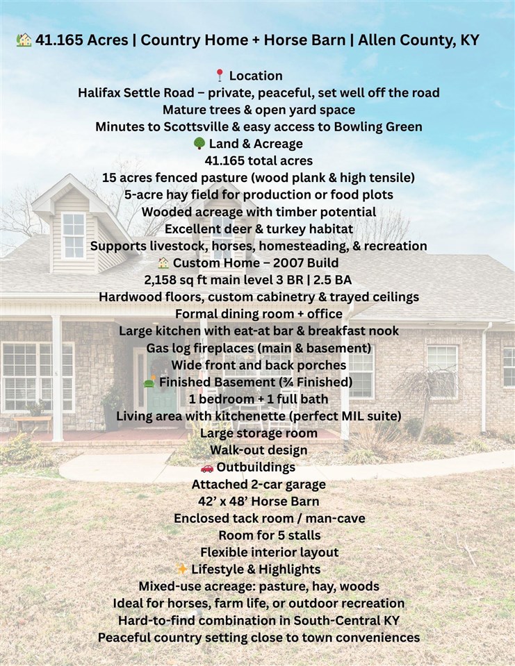 Scottsville, Kentucky, 42164, United States, 4 Bedrooms Bedrooms, ,4 BathroomsBathrooms,Residential,For Sale,2001662