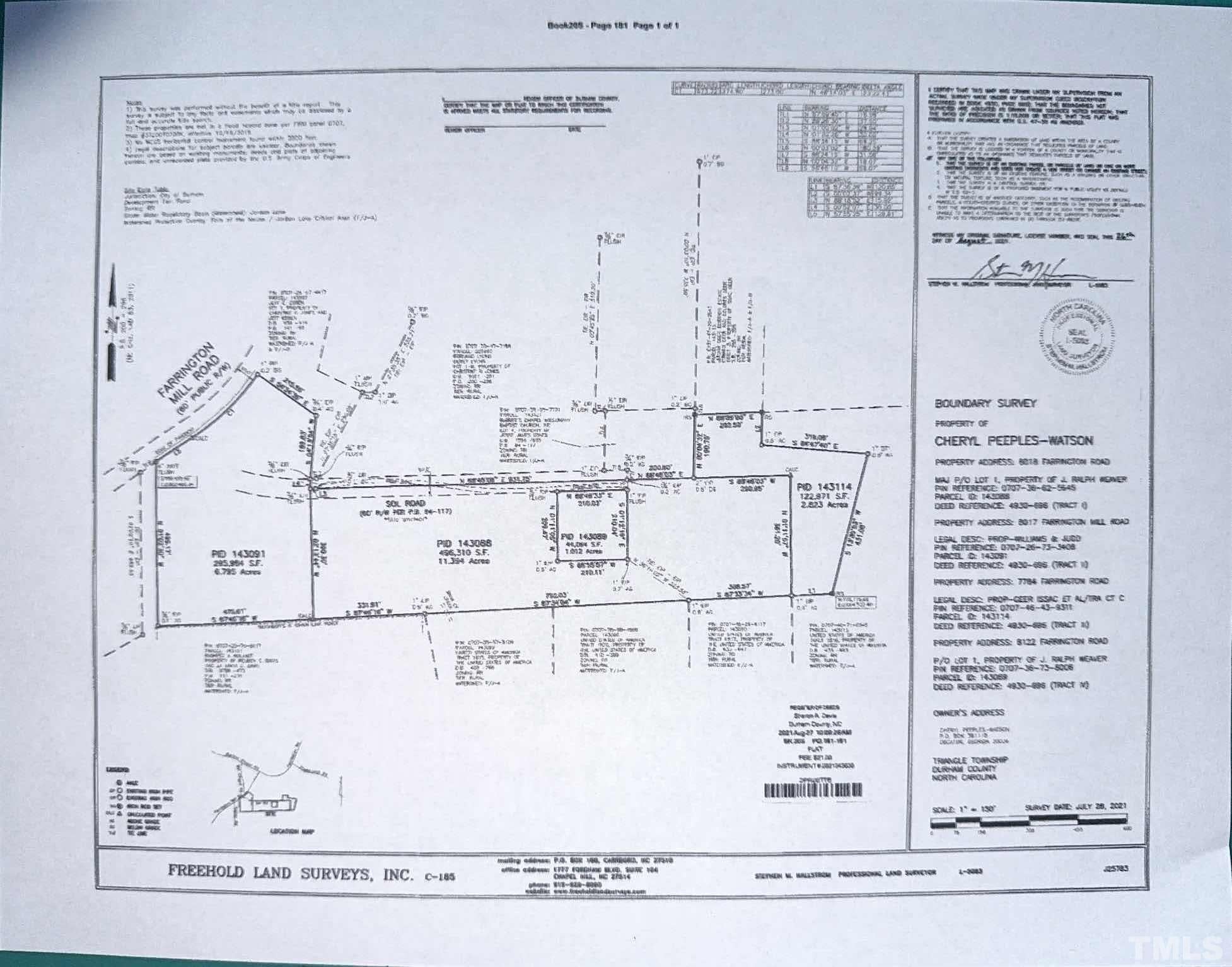 8017 Farrington Mill Road, Chapel Hill, North Carolina, 27517, United States, ,Land,For Sale,8017 Farrington Mill Road,1623508
