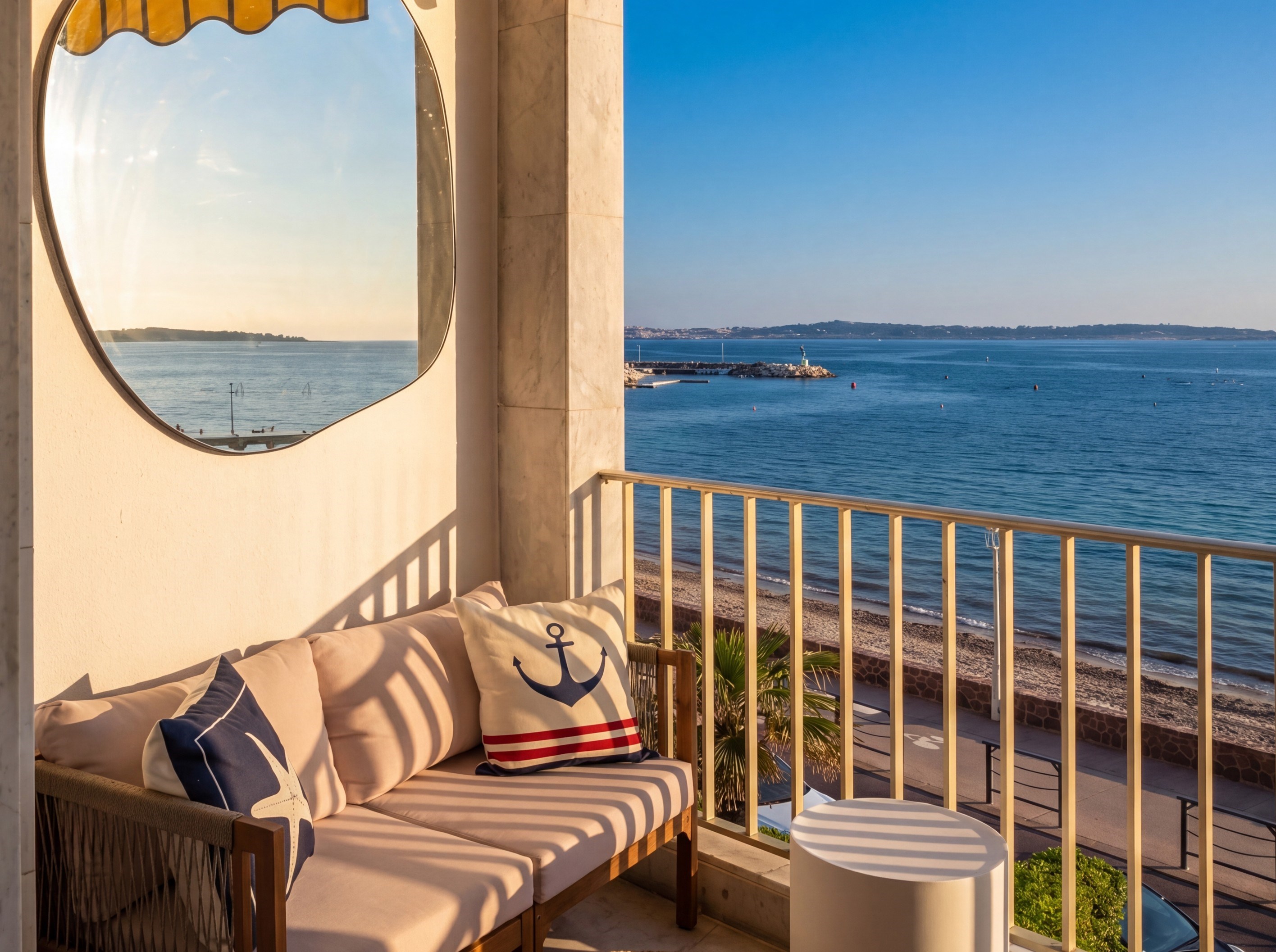  Cannes Palm Beach seafront apartment 2 bedroom terrace panoramic sea view beach… - 物件實景