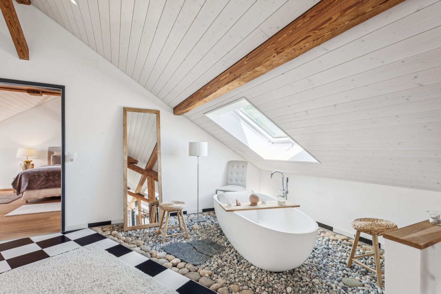  Architectural elegance in the heart of a renovated farmhouse, just a stone