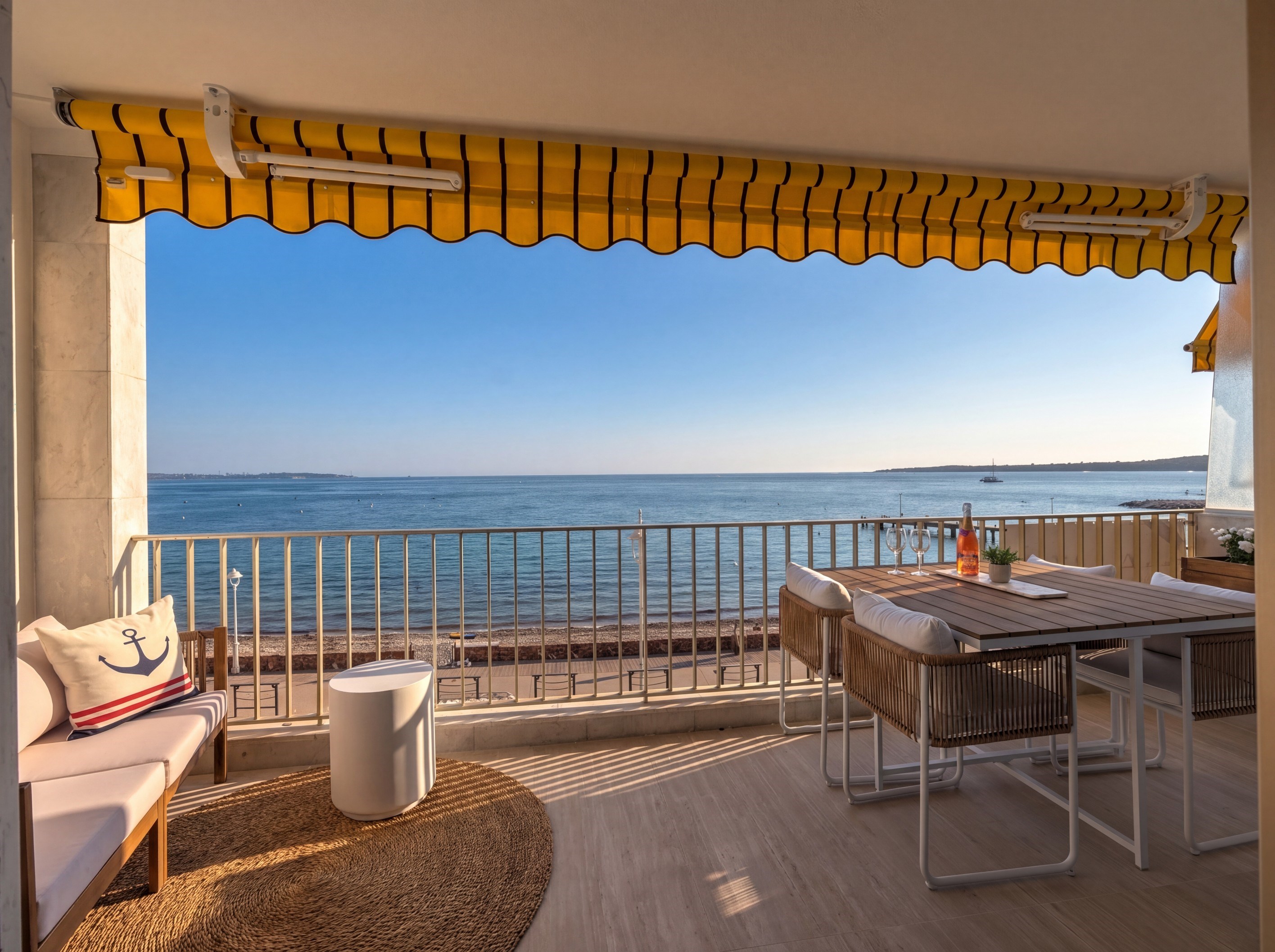  Cannes Palm Beach seafront apartment 2 bedroom terrace panoramic sea view beach… - 物件實景