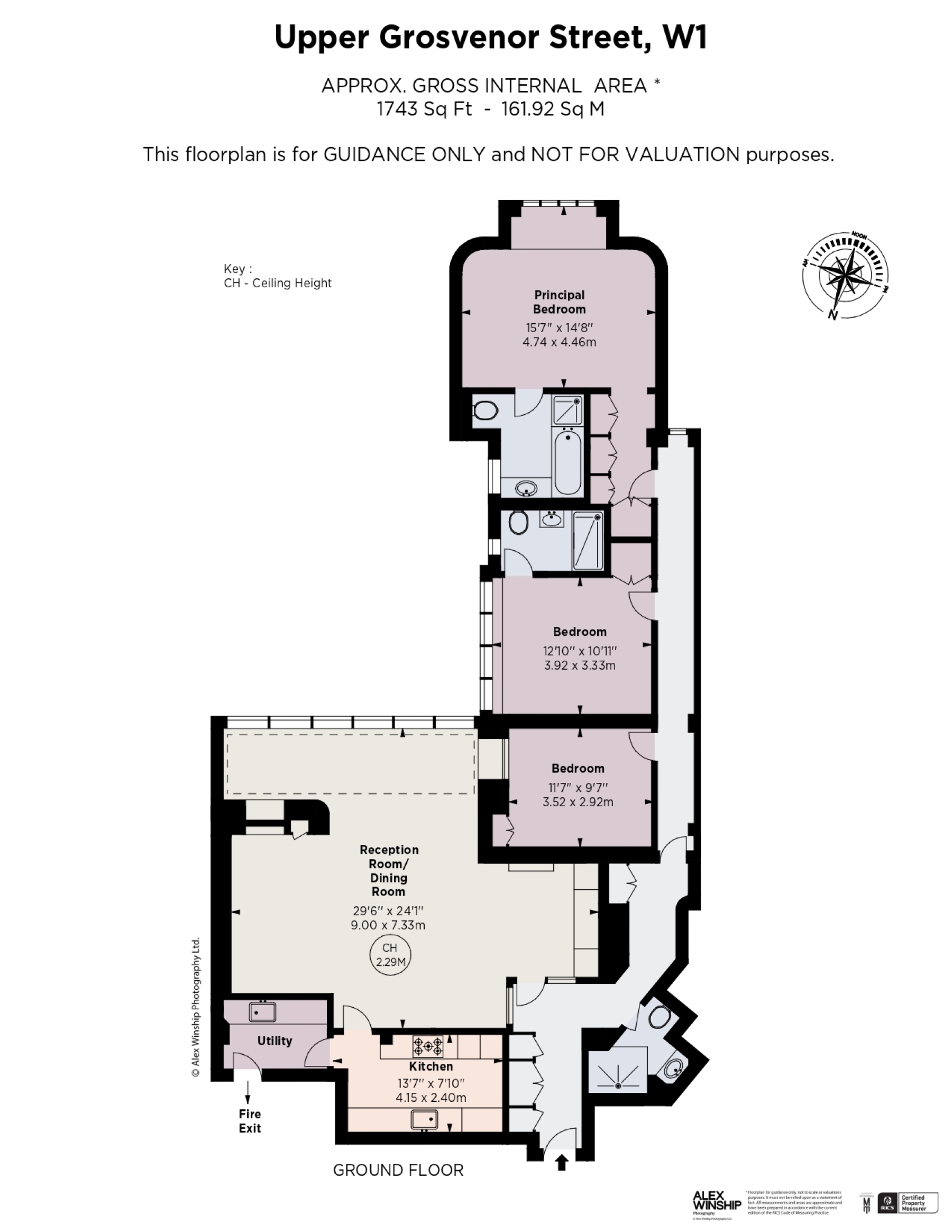 Lateral three-bedroom apartment in Mayfair 