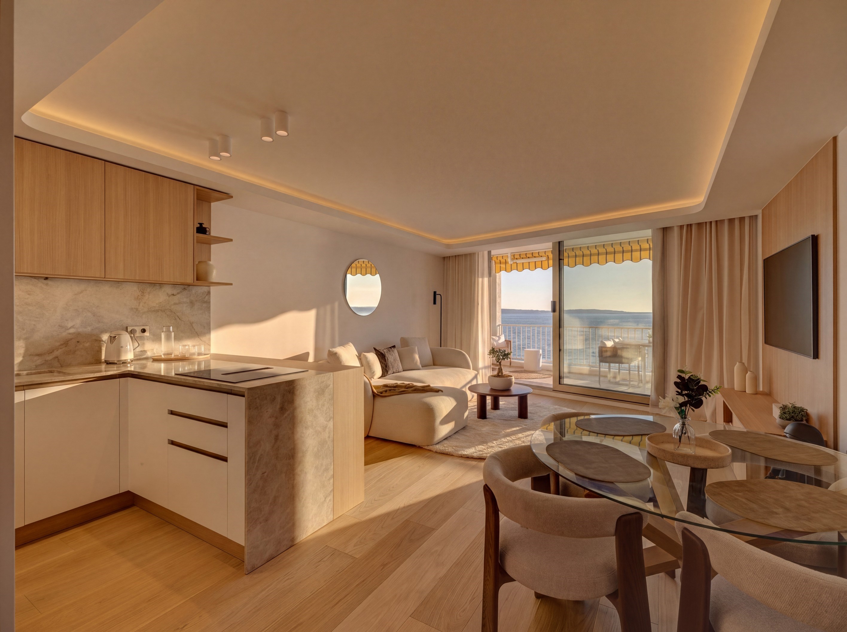  Cannes Palm Beach seafront apartment 2 bedroom terrace panoramic sea view beach… - 物件實景