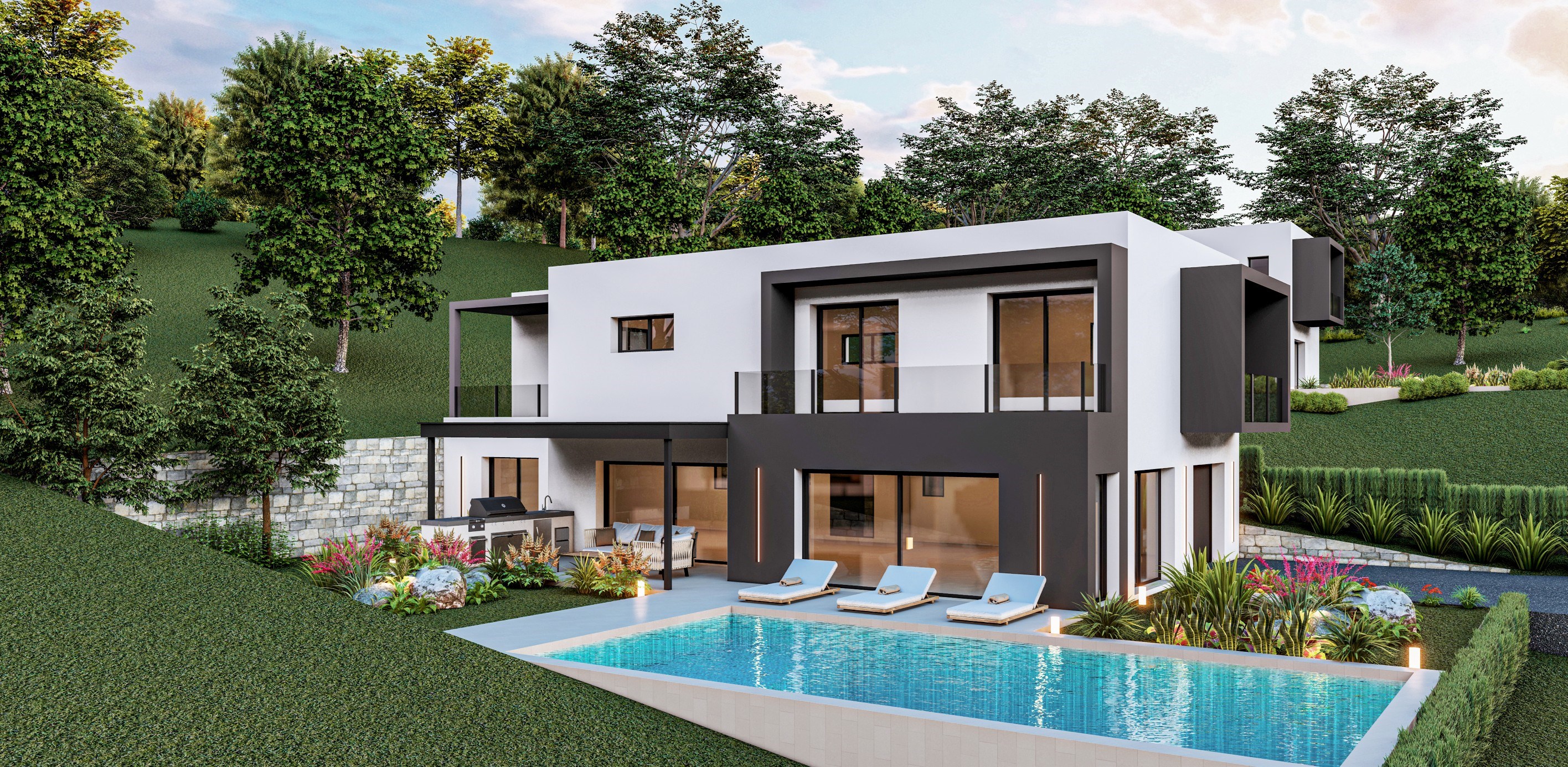  New contemporary villa with pool in Plascassier, near Valbonne - 物件實景